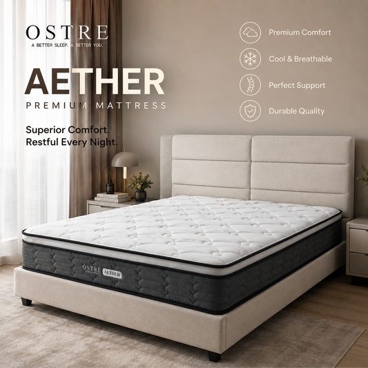 Tilam OSTRE AETHER 10.5” Medium Firm Mattress with Latex and Pocket Spring High Density Foam