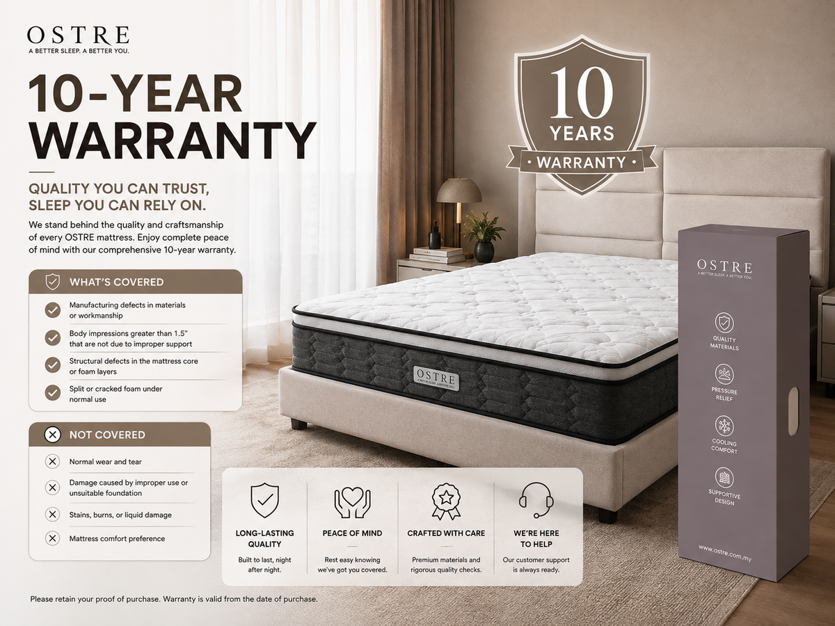 Tilam OSTRE AETHER 10.5” Medium Firm Mattress with Latex and Pocket Spring High Density Foam